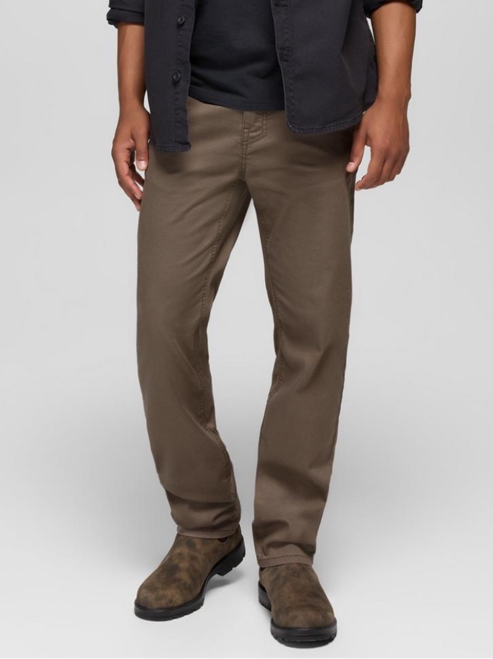 PrAna Bridger Slim Straight Jeans Mud Brown Stretch Organic Cotton Denim-36x34